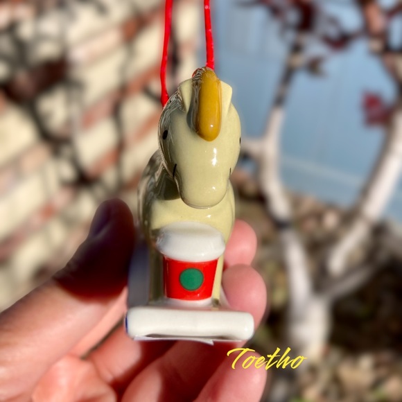 Starbucks Japan 2022 Christmas Holiday Rocking Horse Ceramic Ornament - Picture 7 of 8